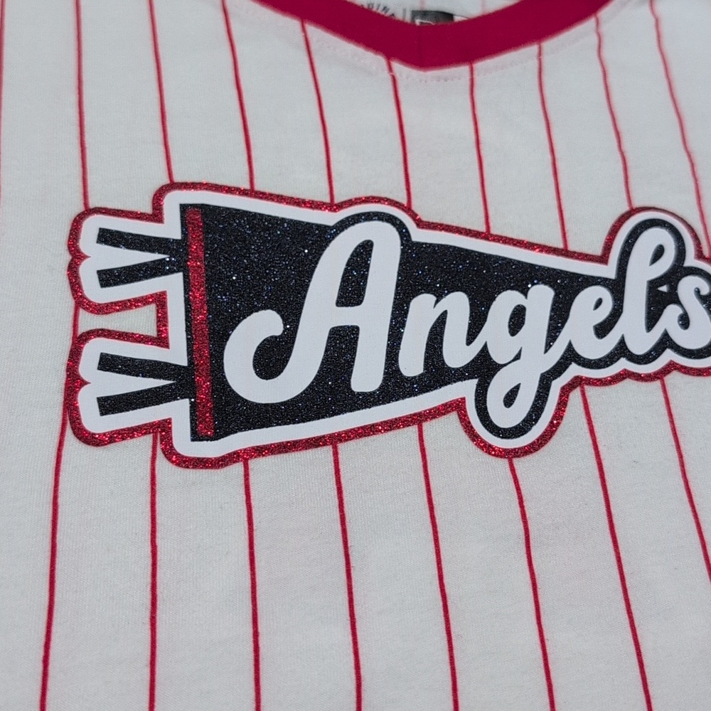 Kids Los Angeles Angels Girls Striped T-Shirt Size 10/12 - Picture 3 of 6